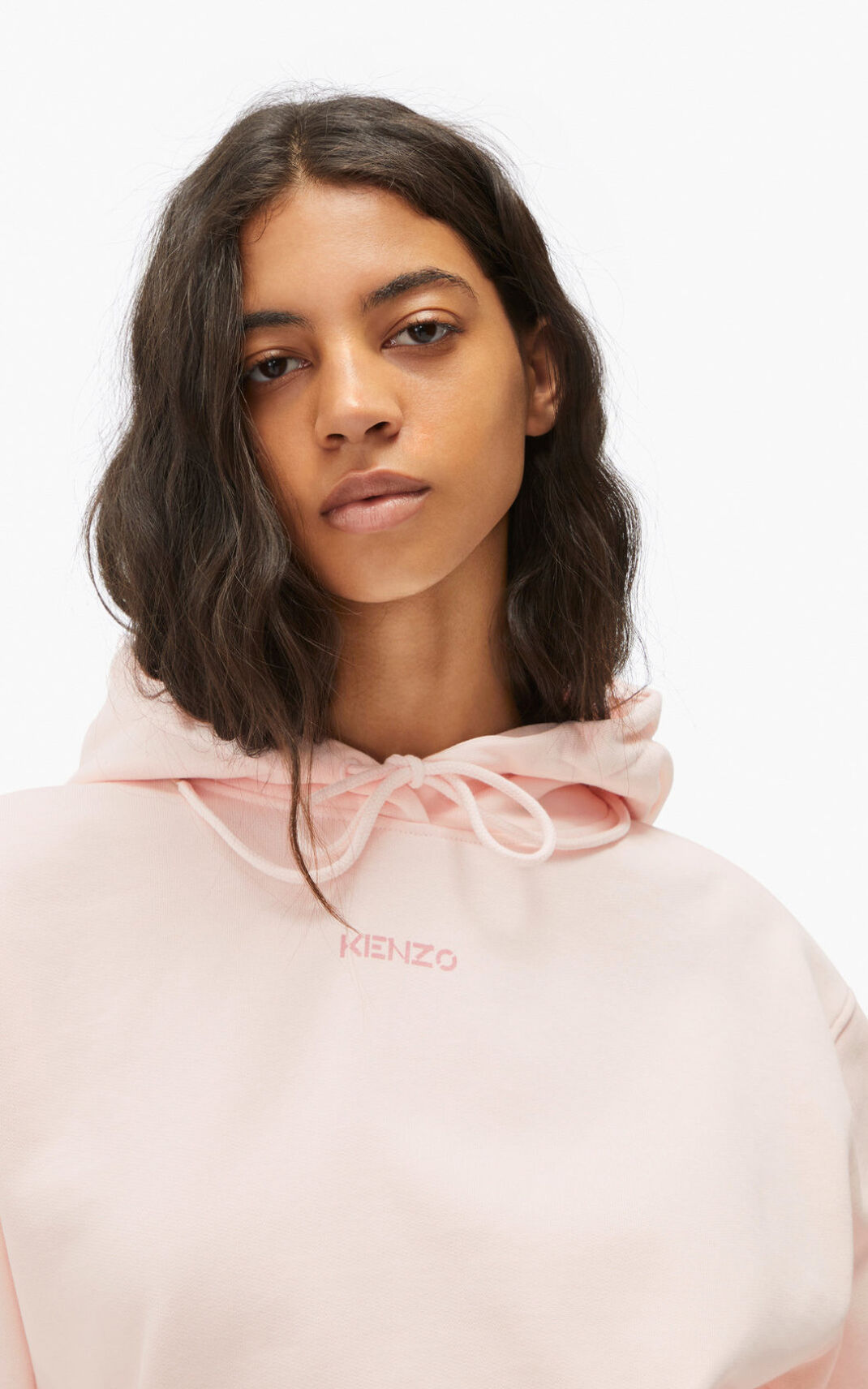 Sweat A Capuche Kenzo Femme Micro Logo Rose LFOKJ-1935